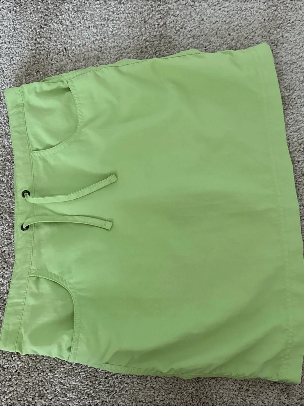 L.L. Bean Bright Green Drawstring Mini Skirt